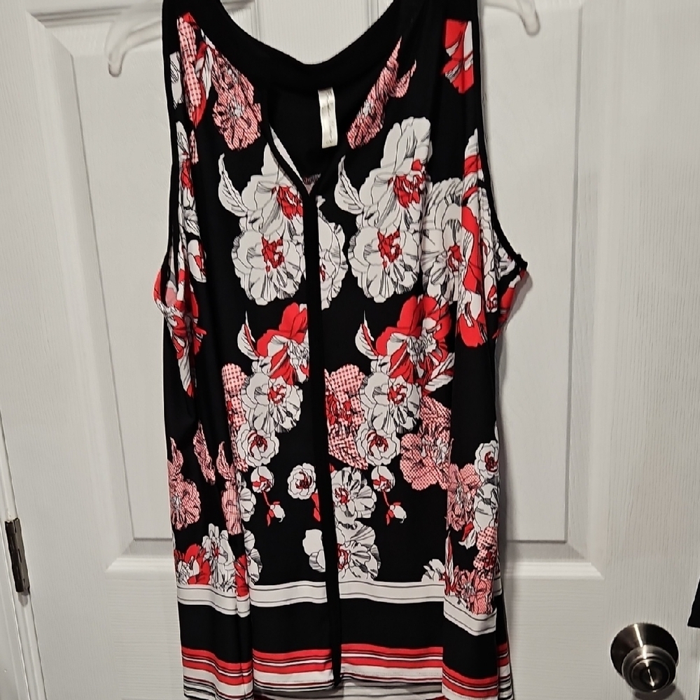 PerSeption Concept Black and Red Floral Tank Top
